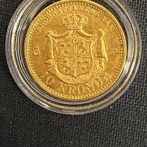 Svensk 10 kr 1874 Gull