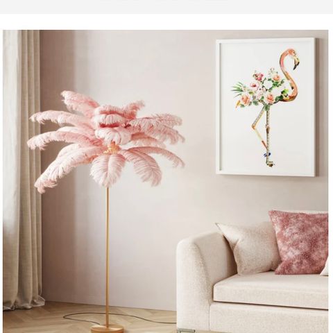 KARE GULVLAMPE FEATHER PALM ROSA 165CM