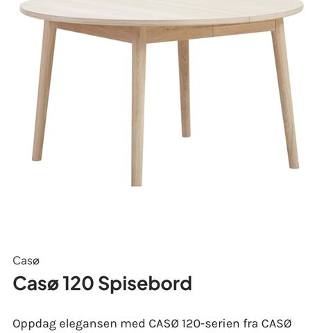 Casø spisebord selges