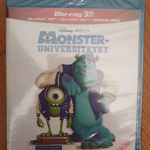 MONSTER-UNIVERSITETET 3D OG BLU-RAY I PLAST