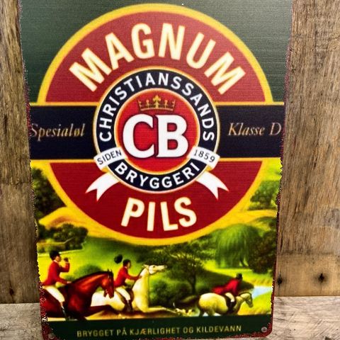 CB Magnum Pils. Tynt Alu Skilt 20X30 cm. Man Cave, Bar, Dekor