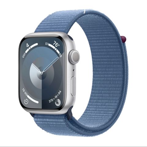 Apple Watch Series 9 GPS 45 mm sølv alu med Vinterblå sports loop