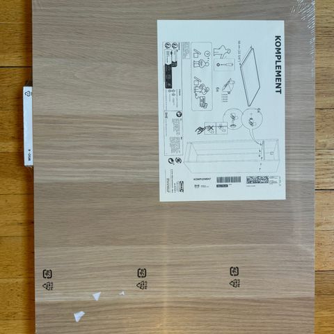 Ikea komplement hylleplate, hvitbeiset eikemønster 50x58 cm