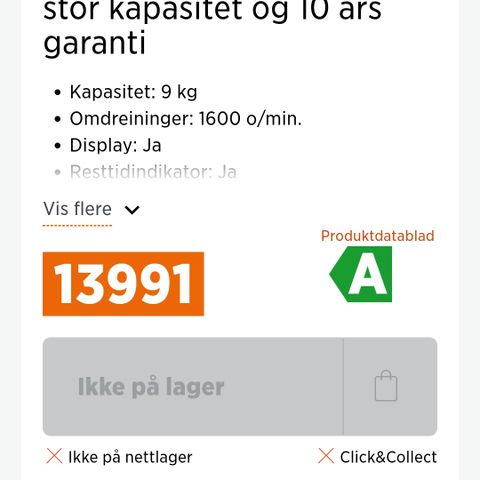 9kg vask/6kg tørk kombi vaskemaskin fra AEG