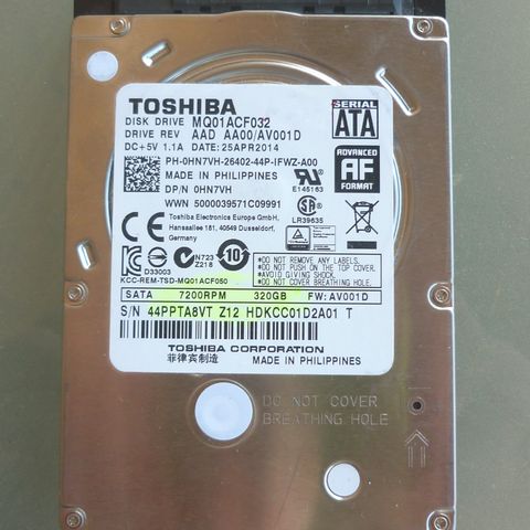 4 x HDD 2.5" | Passer til laptop | 500GB x 2 | 320 GB x 2