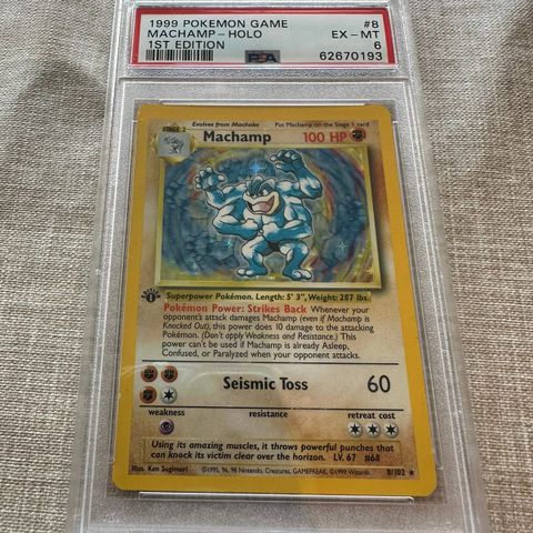 Machamp first edition, holo, PSA 6 selges!