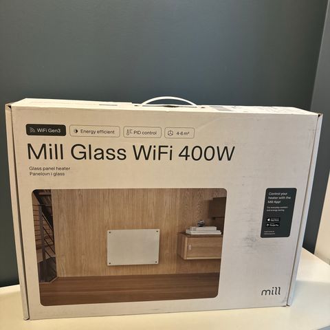 Mill Glass WiFi 400W panelovn (ny i eske)