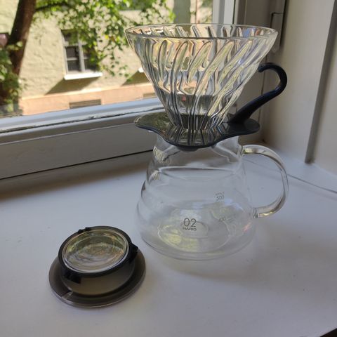 (reservert) HARIO V60 02 Håndbrygger og Serveringskanne i glass