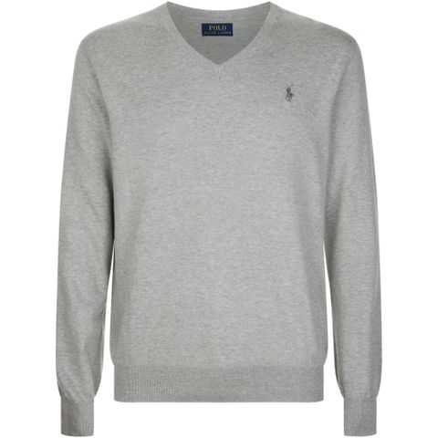 POLO RALPH LAUREN V-Neck Grey Green Sewn Logo