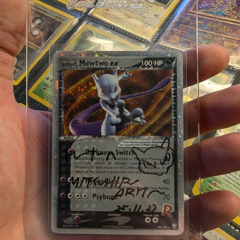 Mitsuhiro Arita Signert og sketched Mewtwo Ex 99/109 💎