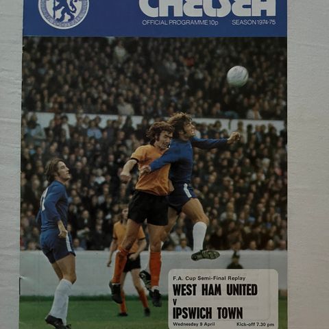 Program West Ham - Ipswich  FA Cup Semifinale omkamp 1975