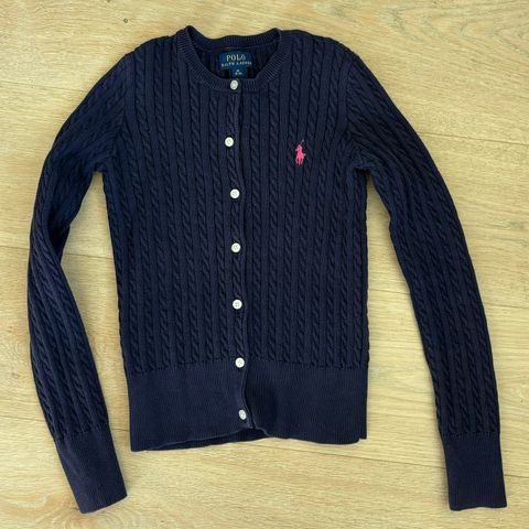 Cardigan, marineblå, kabelstrikket fra Polo Ralph Lauren