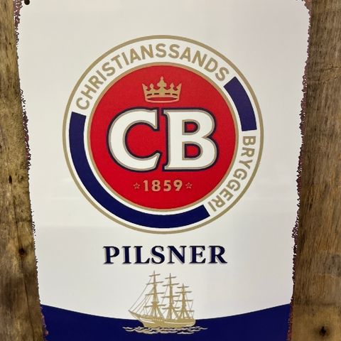 CB Pilsner/Øl Tynt Skilt I Alu 20X30 cm. Bar, Dekor, Man Cave