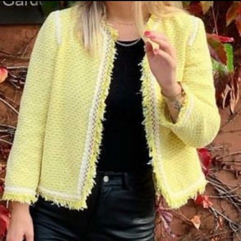 Kjempefin Gul Boucle Blazer Jakke Zara str S