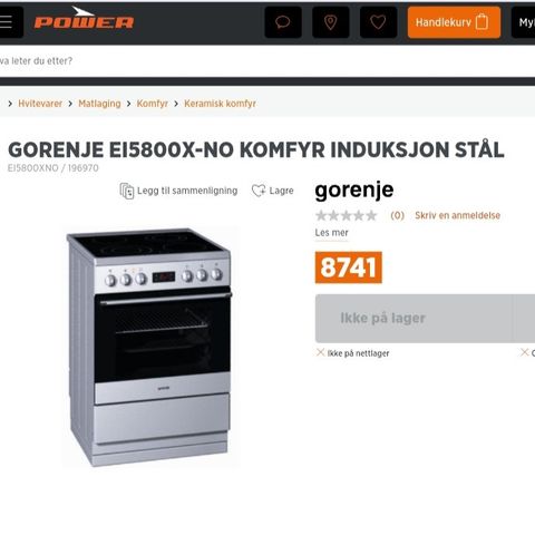 GORENJE EI5800X-NO KOMFYR(((( INDUKSJON )))[[[STÅL]]