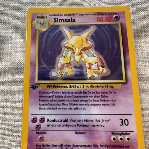 Simsala (Alakazam) first edition, Near Mint (NM) condition!