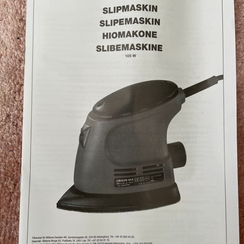 Slipemaskin fra Biltema