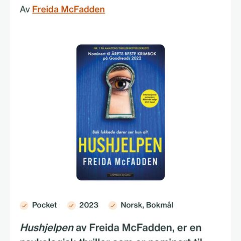 Hushjelpen av Freida McFadden