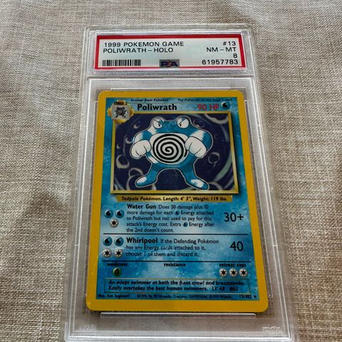 Poliwrath holo, PSA 8 selges!