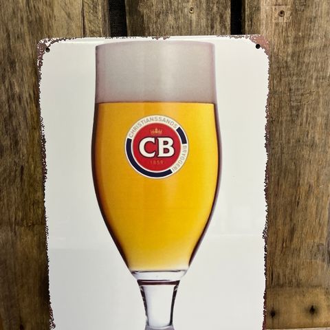 CB Ølglass Tynt Alu Skilt 20X30 cm. Dekor, Man Cave, Bar