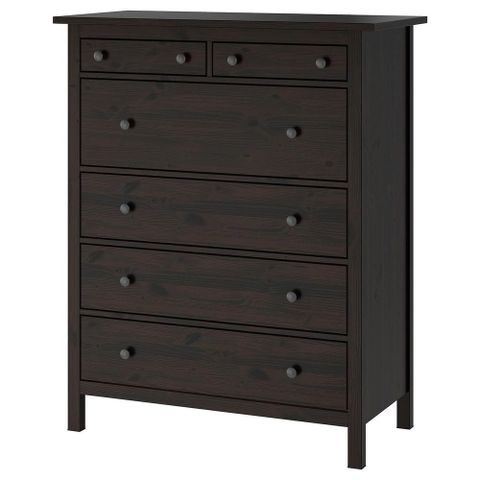 Hemnes kommode 6 skuffer i brunsvart