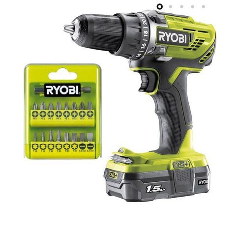 Ryobi drill med batteri og bitts