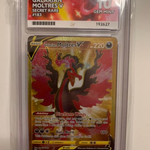 Pokemon Kort - Gradert Galarian moltres ace 10 selges