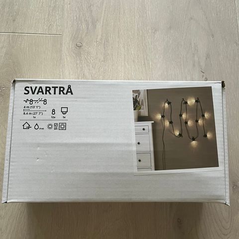 Svartrå lyslenke fra ikea gis bort