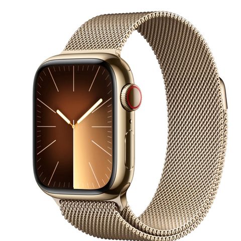 Meget pen Apple Watch serie 9, 41 mm, GPS + Cellular, rustfritt stål gullfinish