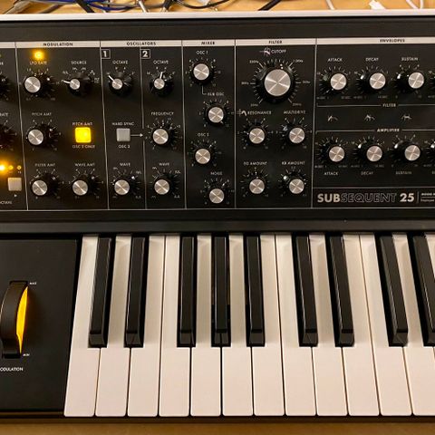 Moog Subsequent 25 med flightcase, bag og decksaver