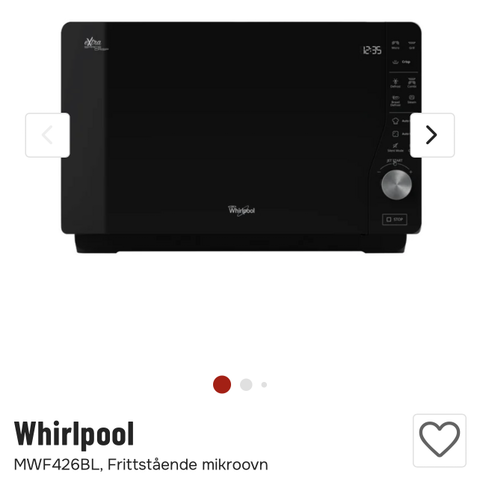 Frittstående mikrovn Whirlpool 25 L