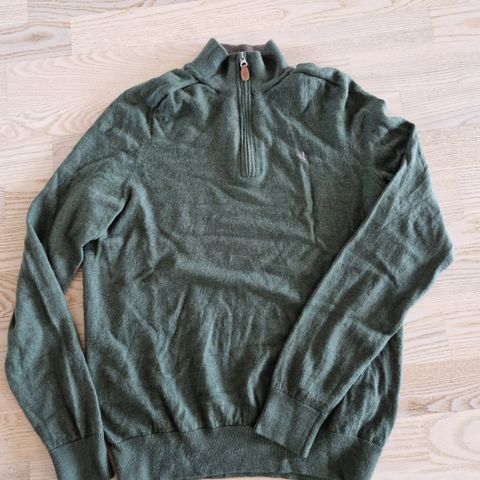 Grønn Merino Half-Zip Sweater fra Morris, str M