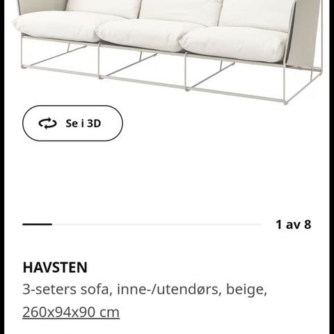 IKEA havsten 3 seter - 1år gamle puter