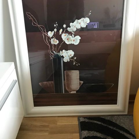 Elegant Floral Painting with White Frame