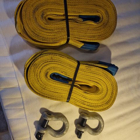 2x Løftestropp Slepetau Webbing Sling 10m 3t med 2x sjakkel Shackle