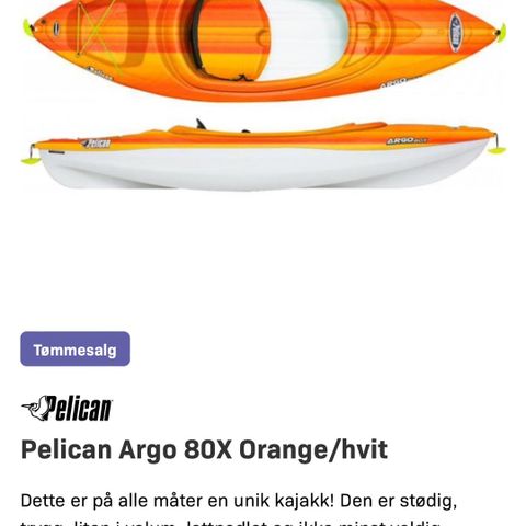 Pelican Argo 80x barn/ungdomskajakk