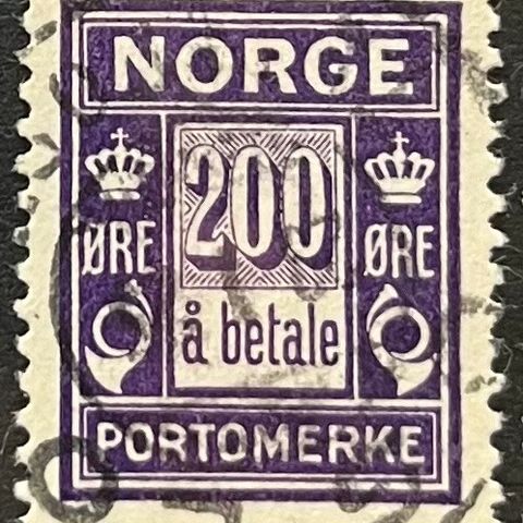 Norge frimerker stemplet, porto 17, 200 øre «å betale» 1921, pent merke