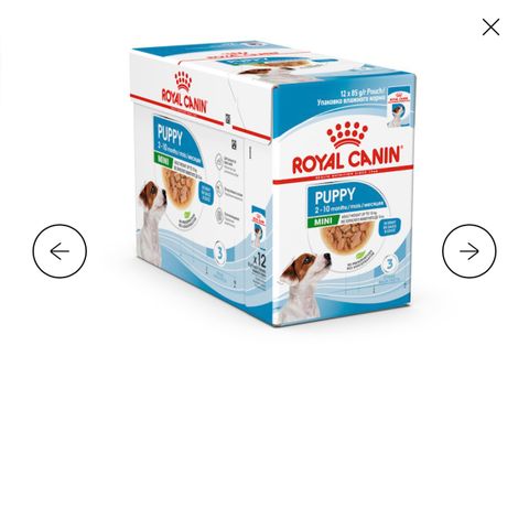 Uåpnet 6 pakker - Royal Canin - Mini Puppy i saus 85 g x 12 stk - porsjonsposer