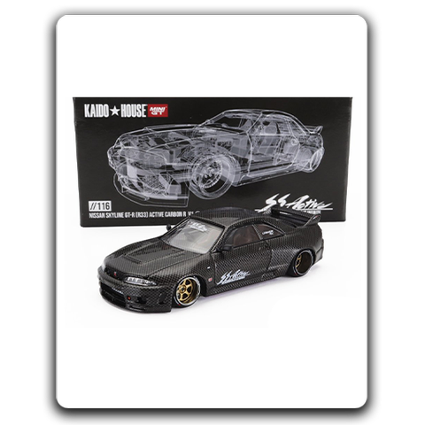 Mini GT 1:64 Nissan Skyline GT-R (R33) Active Carbon R (2024), KHMG116