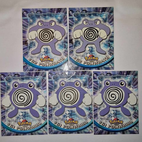 Pokemon kort - VINTAGE 1999 Topps TV - 3x Poliwhirl og 2x Poliwrath