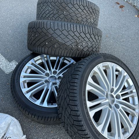 18" Audi original gode felger med nesten nye Continental vinterdekk