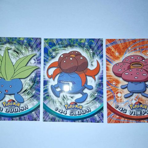 Pokemon kort - VINTAGE 1999 Topps TV - Oddish, Gloom og Vileplume