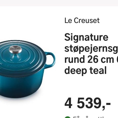 Le Creuset signature støpejernsgryte 26 cm deep teal