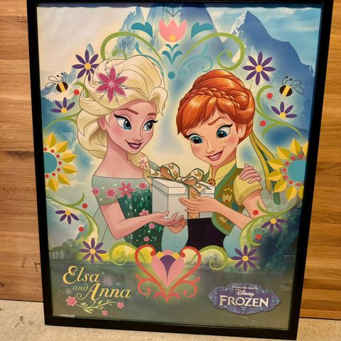 Elsa og Anna plakat i ramme