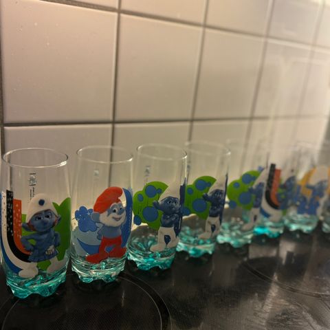 Smurf glass 9 stk