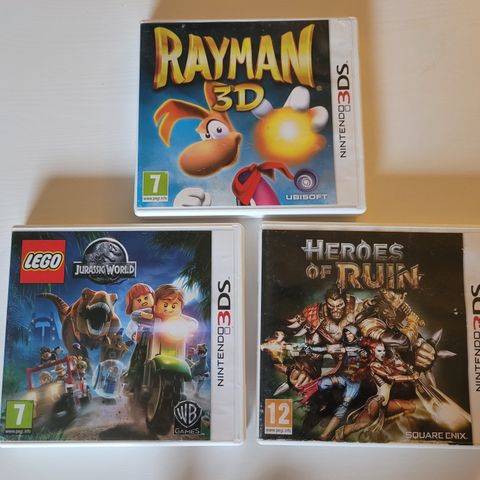 Nintendo 3DS Jurassic World - Heroes of Ruin og Rayman 3D