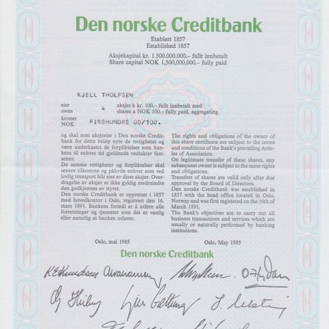 Aksjer Aksjebrev 1970-80 tallet-Dnc-Kværner-DNO-Orkla Borregård-Saga