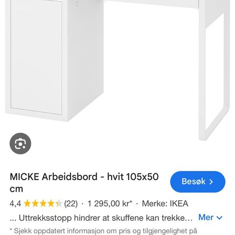 Micke skrivebord fra Ikea