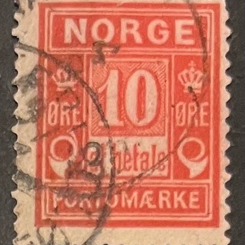 Norge frimerker stemplet, nk porto 3bX  10 øre anilinrød Centraltr. 1889, bra