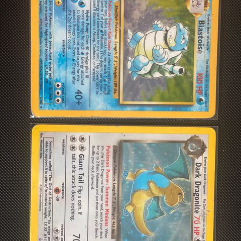 HP/DMG vintage pokemon kort